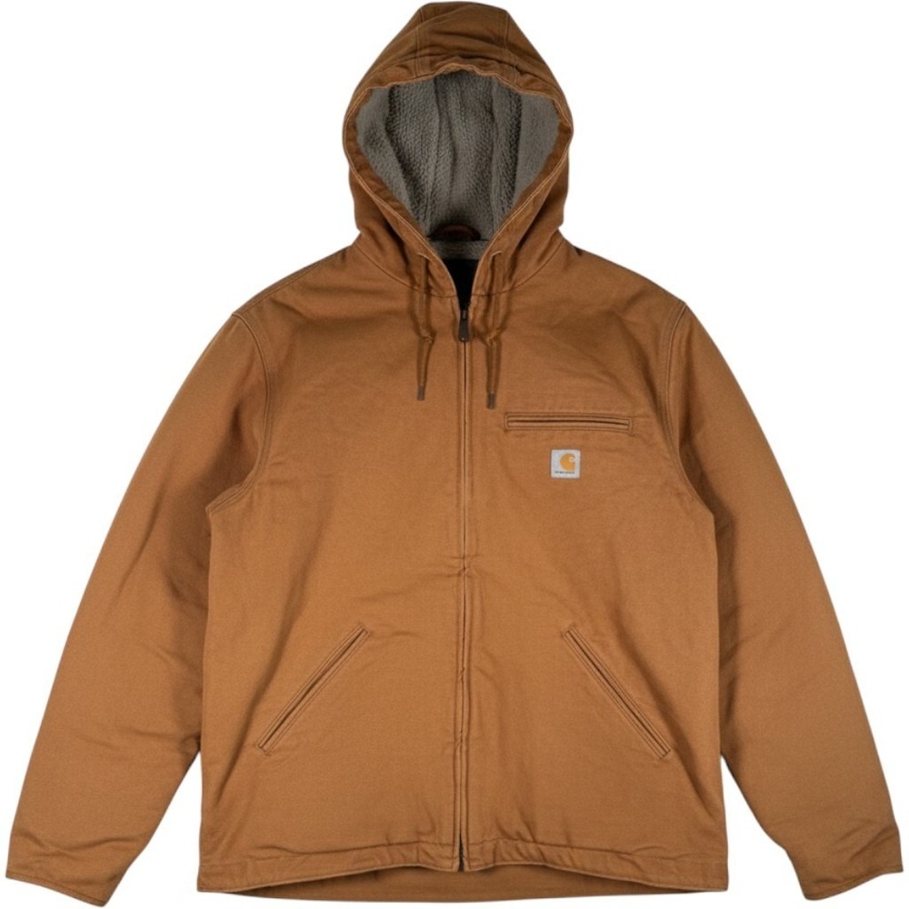 Carhartt Mens Washed Duck Sherpa-Lined Jacket Brown OJ4392-M 2XL Regular NWT